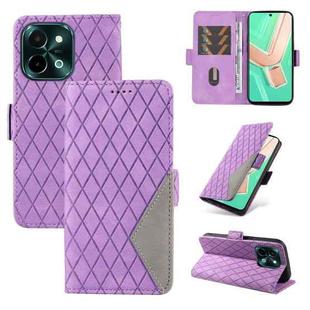 For vivo Y28 4G Dual-color Rhombic Lattice Leather Phone Case(Purple)