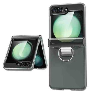 For Samsung Galaxy Z Flip5 5G TPU+PC Folding Center Shaft Phone Case with Ring(Transparent Black)