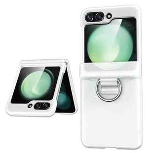 For Samsung Galaxy Z Flip5 5G TPU+PC Folding Center Shaft Phone Case with Ring(Matte White)