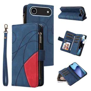 For iPhone 17 Air Dual-color 9 Card Slots Zipper Wallet Leather Phone Case(Blue)