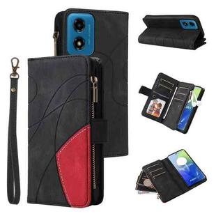 For Motorola Moto G04 / G24 Dual-color 9 Card Slots Zipper Wallet Leather Phone Case(Black)