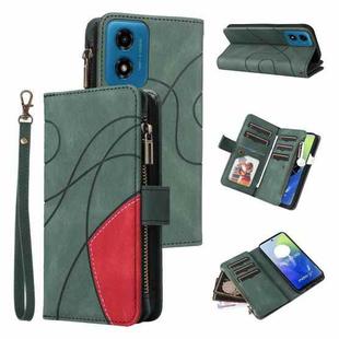 For Motorola Moto G04 / G24 Dual-color 9 Card Slots Zipper Wallet Leather Phone Case(Green)