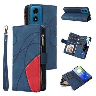 For Motorola Moto G04 / G24 Dual-color 9 Card Slots Zipper Wallet Leather Phone Case(Blue)
