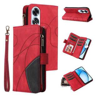 For OPPO A60 4G Dual-color 9 Card Slots Zipper Wallet Leather Phone Case(Red)