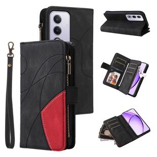 For OPPO A3 Pro 5G / A3 Pro India Dual-color 9 Card Slots Zipper Wallet Leather Phone Case(Black)