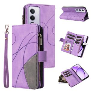 For OPPO A3 Pro 5G / A3 Pro India Dual-color 9 Card Slots Zipper Wallet Leather Phone Case(Purple)