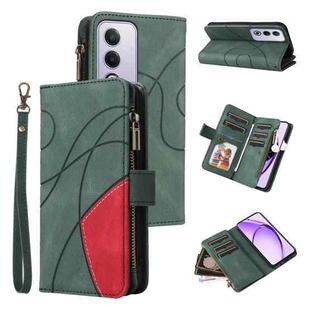 For OPPO A3 Pro 5G / A3 Pro India Dual-color 9 Card Slots Zipper Wallet Leather Phone Case(Green)