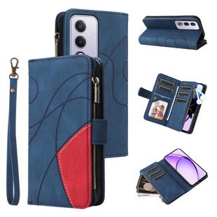 For OPPO A3 Pro 5G / A3 Pro India Dual-color 9 Card Slots Zipper Wallet Leather Phone Case(Blue)