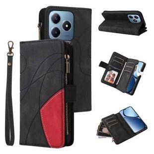 For Realme C63 / C61 / Note 60 Dual-color 9 Card Slots Zipper Wallet Leather Phone Case(Black)