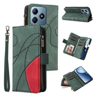 For Realme C63 / C61 / Note 60 Dual-color 9 Card Slots Zipper Wallet Leather Phone Case(Green)