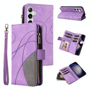 For Samsung Galaxy S25+ / S24+ 5G Dual-color 9 Card Slots Zipper Wallet Leather Phone Case(Purple)
