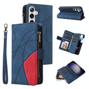 For Samsung Galaxy S25+ / S24+ 5G Dual-color 9 Card Slots Zipper Wallet Leather Phone Case(Blue)