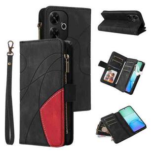 For Redmi 13 4G Global Dual-color 9 Card Slots Zipper Wallet Leather Phone Case(Black)