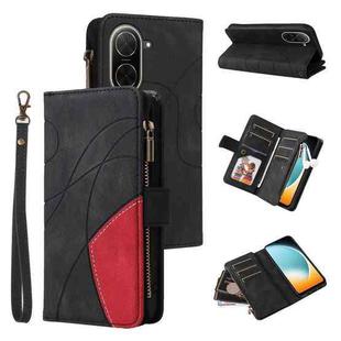 For Redmi  A5 4G 171.7mm / Poco C71 Dual-color 9 Card Slots Zipper Wallet Leather Phone Case(Black)