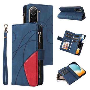 For Redmi  A5 4G 171.7mm / Poco C71 Dual-color 9 Card Slots Zipper Wallet Leather Phone Case(Blue)