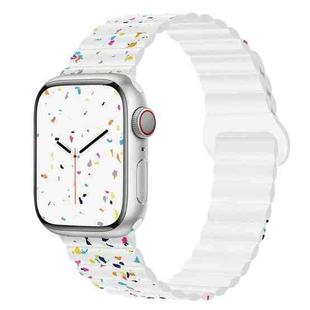 For Apple Watch Ultra 2 49mm Colorful Dots Magnetic Silicone Watch Band(White)