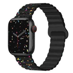 For Apple Watch Ultra 2 49mm Colorful Dots Magnetic Silicone Watch Band(Black)