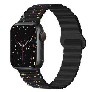 For Apple Watch Series 9 45mm Colorful Dots Magnetic Silicone Watch Band(Black)