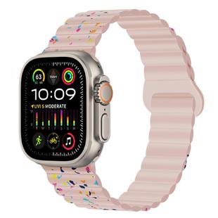 For Apple Watch Ultra 49mm Colorful Dots Magnetic Silicone Watch Band(Pink)