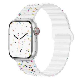 For Apple Watch SE 2022 40mm Colorful Dots Magnetic Silicone Watch Band(White)