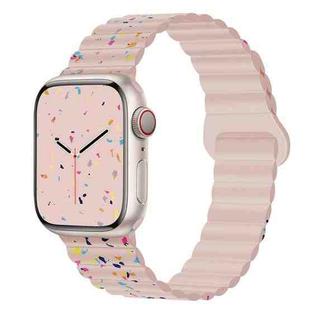 For Apple Watch Series 3 42mm Colorful Dots Magnetic Silicone Watch Band(Pink)