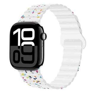 For Apple Watch Series 10 42mm Colorful Dots Magnetic Silicone Watch Band(White)