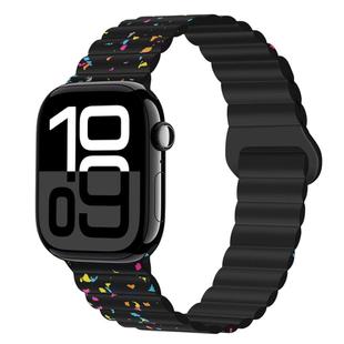 For Apple Watch Series 10 42mm Colorful Dots Magnetic Silicone Watch Band(Black)