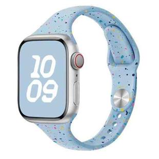 For Apple Watch SE 2023 44mm Slim Style Colorful Dots Silicone Watch Band(Light Blue)