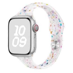 For Apple Watch SE 2023 44mm Slim Style Colorful Dots Silicone Watch Band(Jelly White)