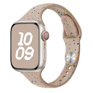 For Apple Watch SE 2023 44mm Slim Style Colorful Dots Silicone Watch Band(Milk Tea)