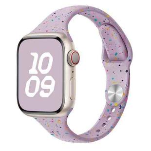 For Apple Watch SE 2023 44mm Slim Style Colorful Dots Silicone Watch Band(Light Purple)