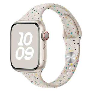 For Apple Watch SE 2023 44mm Slim Style Colorful Dots Silicone Watch Band(Starlight)