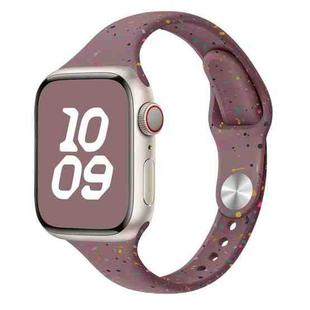 For Apple Watch SE 2023 44mm Slim Style Colorful Dots Silicone Watch Band(Smoke Purple)