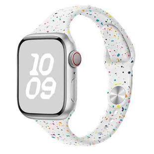 For Apple Watch SE 2023 40mm Slim Style Colorful Dots Silicone Watch Band(White)