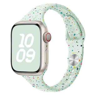 For Apple Watch SE 2023 40mm Slim Style Colorful Dots Silicone Watch Band(Light Mint)