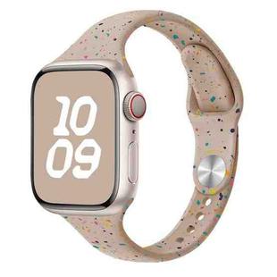 For Apple Watch SE 2023 40mm Slim Style Colorful Dots Silicone Watch Band(Milk Tea)