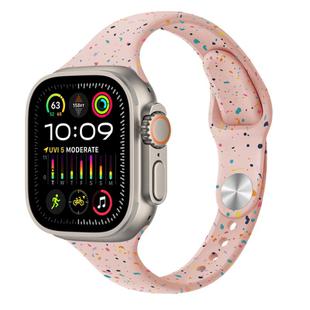 For Apple Watch Ultra 2 49mm Slim Style Colorful Dots Silicone Watch Band(Pink Sand)