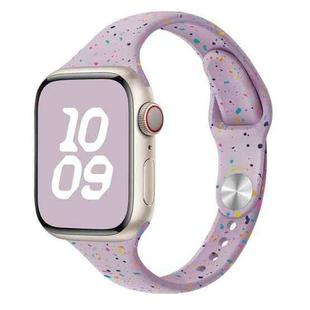 For Apple Watch Ultra 2 49mm Slim Style Colorful Dots Silicone Watch Band(Light Purple)