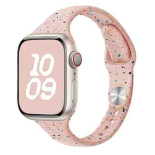 For Apple Watch Series 9 45mm Slim Style Colorful Dots Silicone Watch Band(Pink Sand)