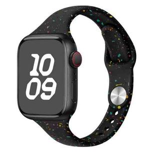 For Apple Watch Series 9 45mm Slim Style Colorful Dots Silicone Watch Band(Black)