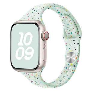 For Apple Watch Series 9 41mm Slim Style Colorful Dots Silicone Watch Band(Light Mint)