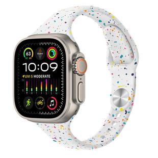 For Apple Watch Ultra 49mm Slim Style Colorful Dots Silicone Watch Band(White)