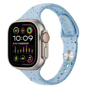 For Apple Watch Ultra 49mm Slim Style Colorful Dots Silicone Watch Band(Light Blue)