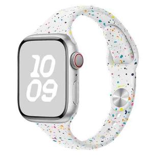 For Apple Watch Series 8 41mm Slim Style Colorful Dots Silicone Watch Band(White)