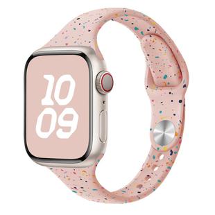 For Apple Watch Series 8 41mm Slim Style Colorful Dots Silicone Watch Band(Pink Sand)