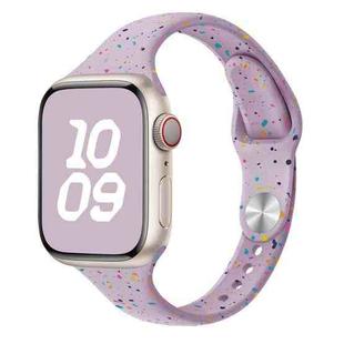 For Apple Watch Series 8 41mm Slim Style Colorful Dots Silicone Watch Band(Light Purple)