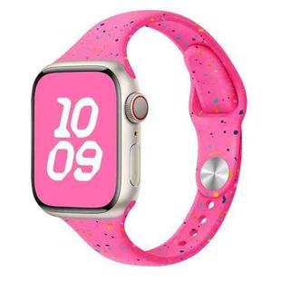 For Apple Watch Series 8 45mm Slim Style Colorful Dots Silicone Watch Band(Pink)