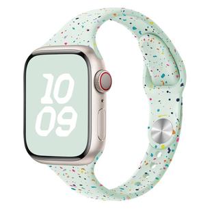 For Apple Watch Series 8 45mm Slim Style Colorful Dots Silicone Watch Band(Light Mint)