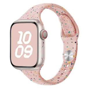 For Apple Watch Series 8 45mm Slim Style Colorful Dots Silicone Watch Band(Pink Sand)