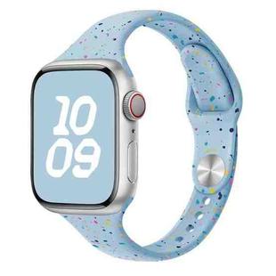 For Apple Watch SE 2022 44mm Slim Style Colorful Dots Silicone Watch Band(Light Blue)